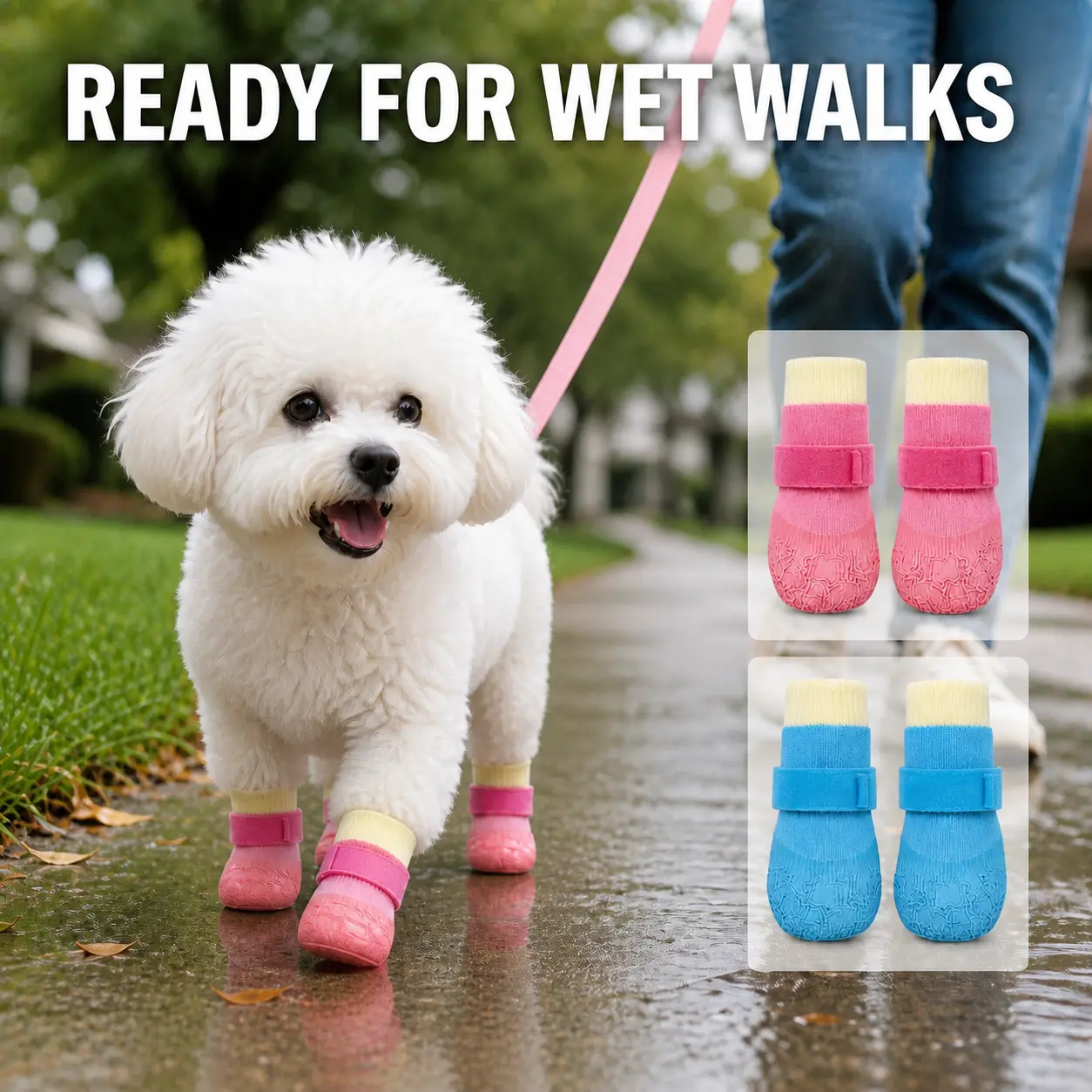 Waterproof Anti-Slip Dog Boots, Soft Sole Breathable Paw Protectors for Small Dogs, Durable Wear-Resistant Pet Shoes for Outdoor Walks, Rainy Days and Clean Paws, Ideal for Teddy, Bichon and Toy Breeds, Gift for Dog Owners