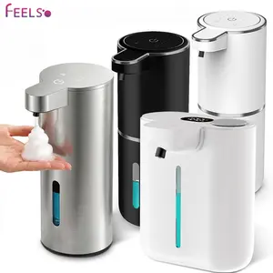 FEELSO Touchless Foaming Soap Dispenser - USB-C Rechargeable, Wall-Mount, 4-Level Adjustable Pump, Charge Once 5000+ Uses, for Bathroom & Kitchen Hands or Dishes