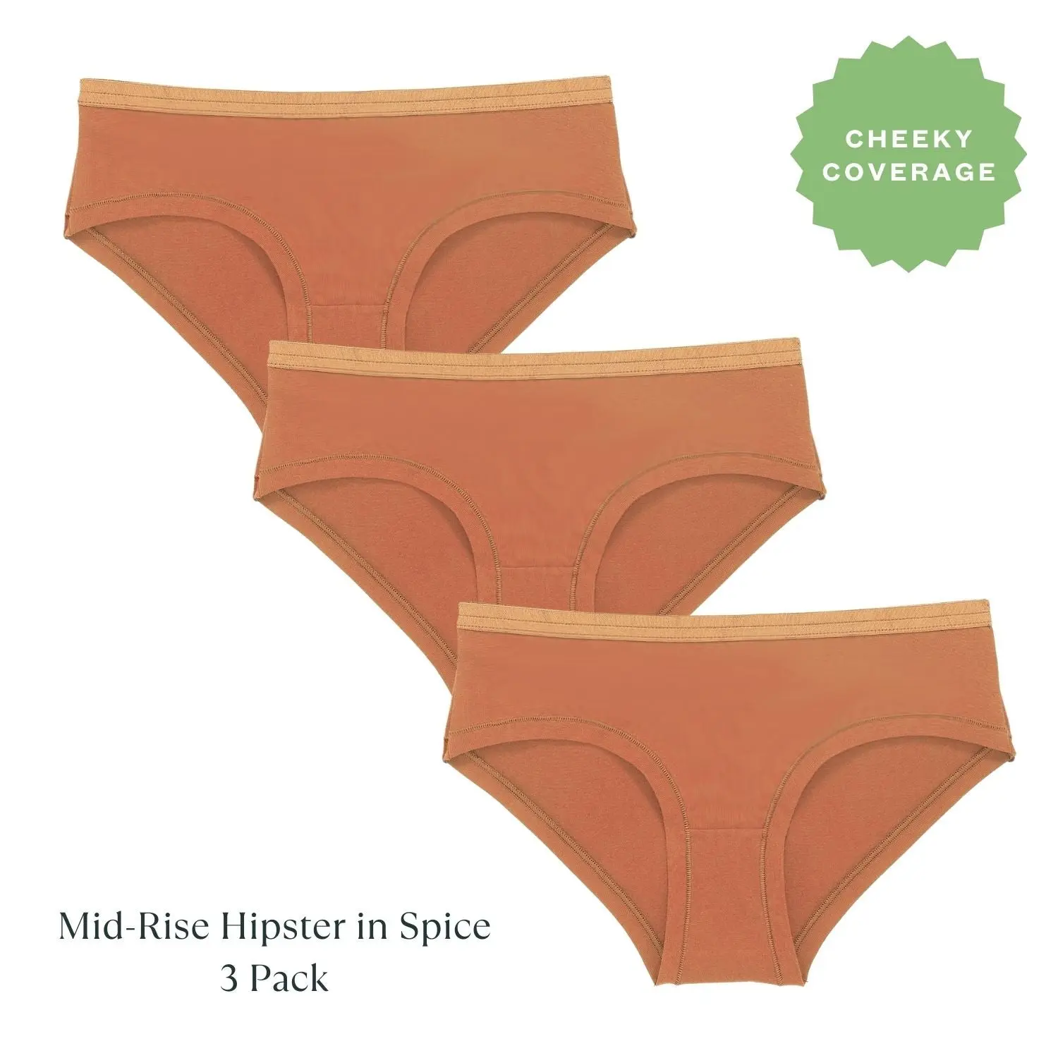SUBSET Organic Cotton Mid-Rise Hipster in Spice 3-Pack - Women's Everyday Comfort