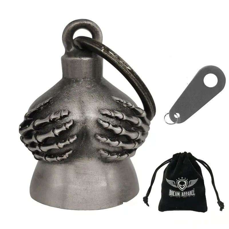 Dream Apparel Christmas/Halloween Bell, Gremlin/Guardian Bell, Motorcycle Bell for Bikers Women Men W/Hanger, Biker Bell for Riders, Good Luck Riding Bell Spirit Bell Moto Accessories