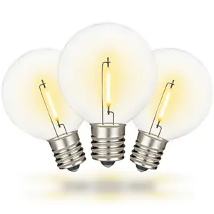 Festive Living 25 Pack G50 Warm White LED Replacement Bulbs – Shatterproof Plastic Filament Bulbs for C9/E17 Sockets, Energy Efficient 0.6W, Indoor/Outdoor Use, 3500 Hour Life
