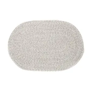 Light Gray & White Braided Farmhouse Hand Spun Cotton Rug