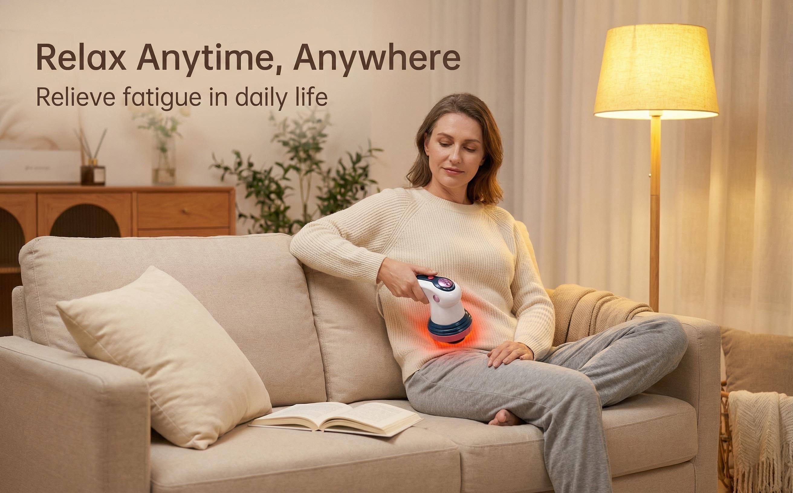 Compact Electric Handheld Massage Device 3 Speed Vibration Options 3 Detachable Massage Heads Adjustable Strength Portable Tool for Home Daily Usage