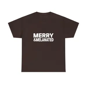 Merry & Melanated (Purple, Red, Brown Black)  T-Shirt, Holiday Tee, Unisex Cotton Shirt, Christmas Apparel, Casual Wear