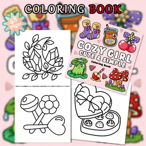 1PC COZY GIRL Sweet Family Coloring Book, featuring interactive details of cute desserts and other adorable items. Its charming and sweet style is relaxing and stress-relieving, perfect for everyday family activities and holidays.