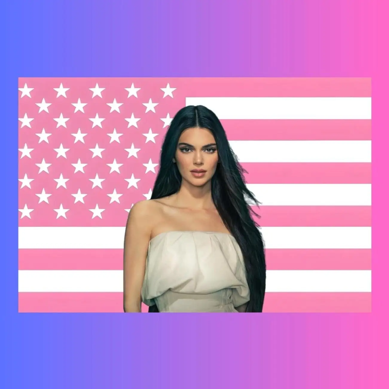 Kendall Jenner Pink American Flag Tapestry | Supermodel Wall Art | Kardashian Fan Flag | Dorm Room Decor | Kendall Fan Gift