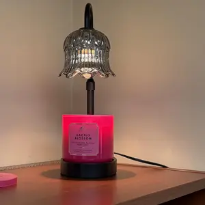 Floral Candle Warmer Lamp with Auto Timer Wax Melter Warmer Decor Flower Decoration Green Adjustable Height 4-Level Brightness 8-Hour Sleep Timer