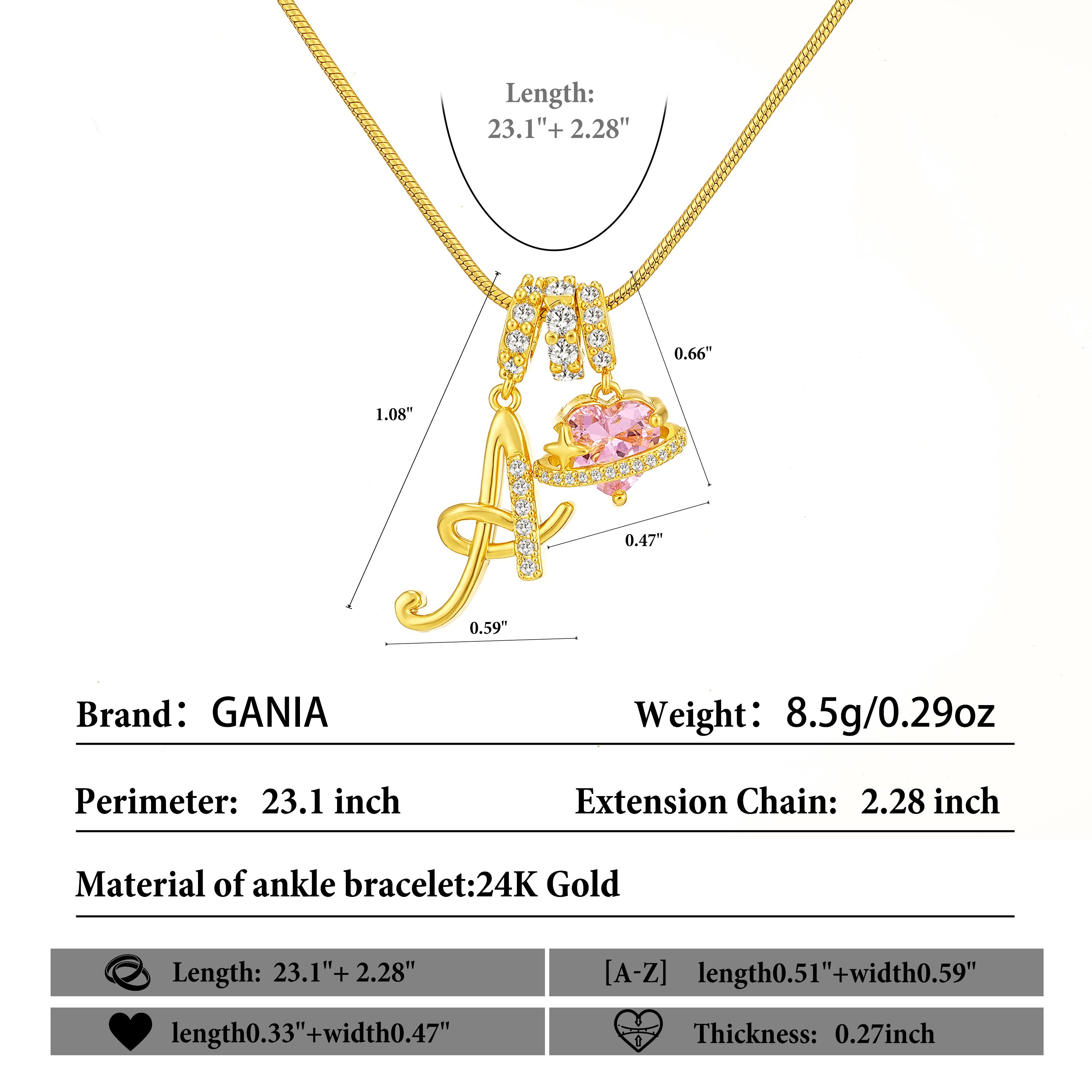GANIA Art-designed personalized name letter necklace, free of allergenic ingredients, with adjustable size. It is an excellent Valentine's Day gift for women and girls. GANIA Art-designed personalized name letter necklace, free of allergenic ingredients, with adjustable size. It is an excellent Valentine's Day gift for women and girls.