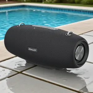 ZEALOT Portable Wireless Speaker - Waterproof Outdoor Bluetooth Speaker with 60W Stereo Loud Sound, Deep Bass, All-Day Battery Life,shoulder strap,Supports TF, USB & AUX | Ideal for Home, Office, Outdoor, Camping, Gatherings,  pool,Party, Cycling & Gift.