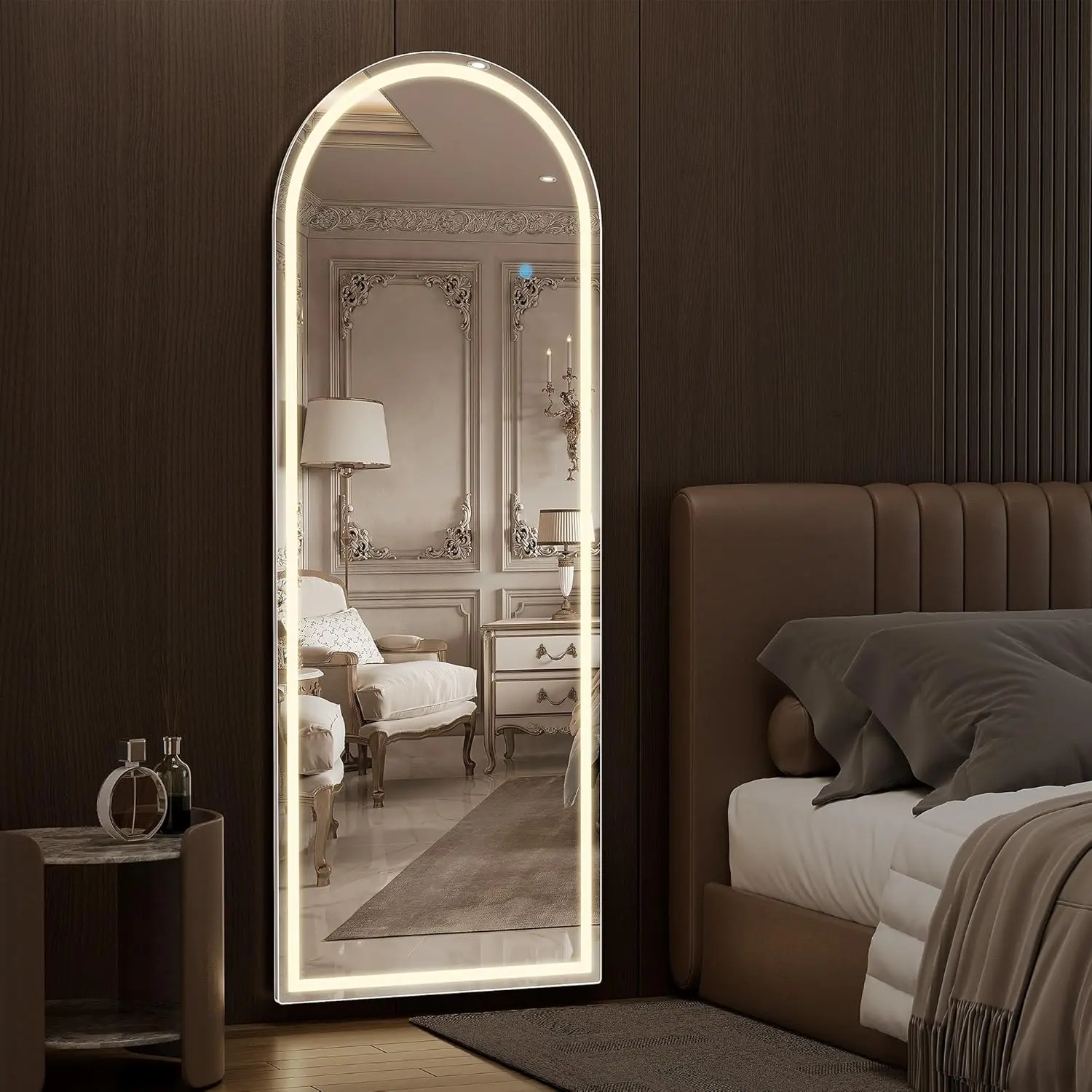 71"x26" Rounded Corners LED Full Length Mirror – Lighted Dimmable Floor Mirror with Stand & Wall Mount, 3-Color Modes, Full Body Mirror for Bedroom, Dressing Room, Cloakroom