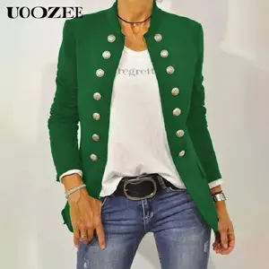 Casual Long Sleeves Buttoned Stand Collar Jackets Outerwear