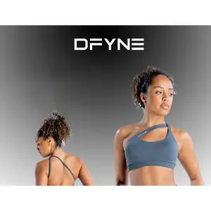 DFYNE Impact Asymmetrical Design Sports Bra for Women, Gym and Yoga