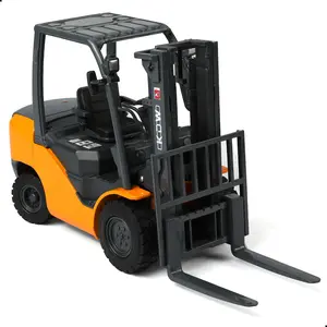 1/20 Scale Liftable Forklift Die-Cast All-Metal Model – Elevating Fork Arms with Articulating Mechanical Arm and Rolling Tires, Collectible Construction Vehicle Gift for Adults Orange
