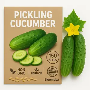 Boston Pickling Cucumber Seeds for Planting - 150 - Heirloom Cucumber Seeds for Planting in Raised Beds, Containers, Trellises - Made in USA (Cucumis sativus)
