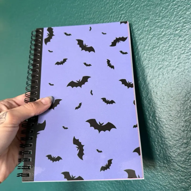 Batty handmade 5.5”x8.5” wire bound notebook - light purple