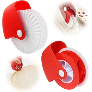 2 Pack Pastry Cutting Wheel, Pastry Wheel Decorator Pie Crust Pastry Wheel and Cutter for Cutting Pastry, Rolled Pastry Pie Crimper, Baking & Cooking Tool for Apple Pie Crust or Ravioli Pasta