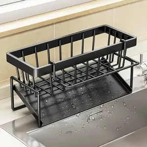 Metal Sponge Drain Holder with Hanging Design and Waterproof Steel，Accessories Kitchen Sink Drying Rack - Multifunctional Storage Rack for Home,
