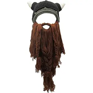 Creative Barbarian Knit Beard Hat Funny Knit Cap Wig Beanie Hats Beard Facemask