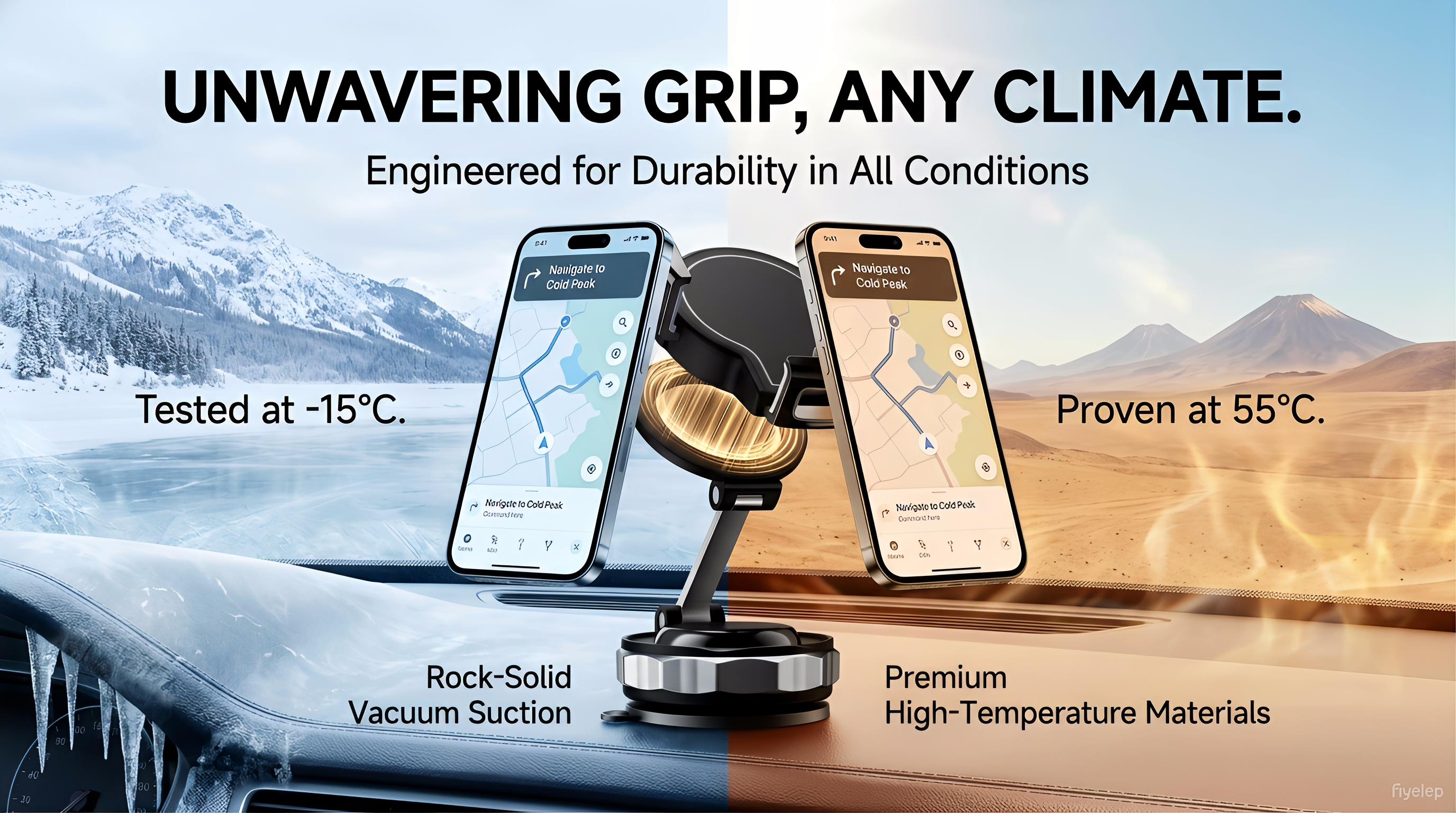 Car-mounted mobile phone holder, 360-degree rotation, suitable for car navigation and car dashboard, adjustable angle for both horizontal and vertical screens, suction cup fixed anti-slip mobile phone holder, suitable for iPhone and others.