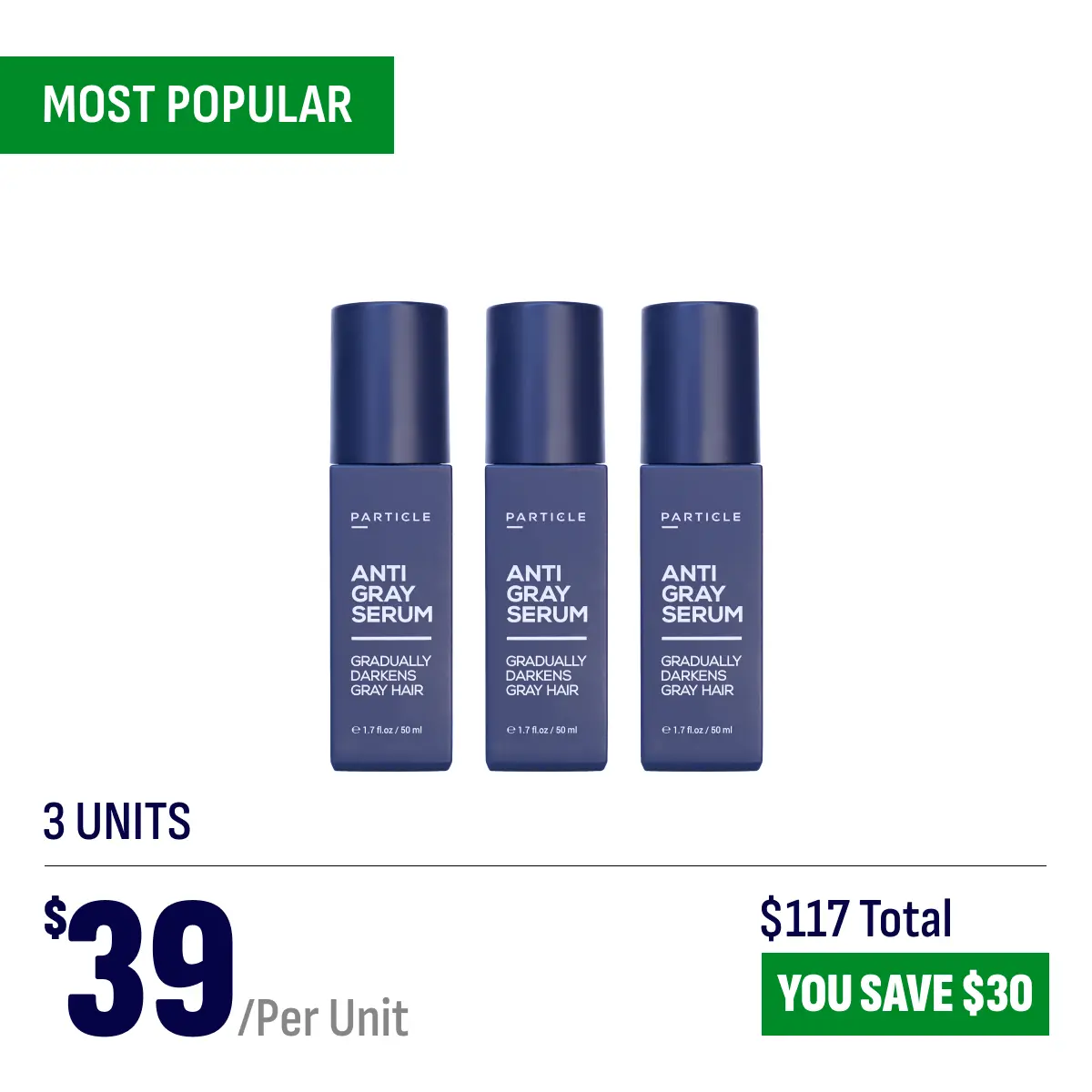 3 bottles of the top-selling men's anti-gray serum