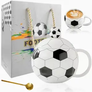13.5 oz Ceramic Soccer Mug,Football Coffee Mugs for Hot Tea, Cappuccino, Mocha, Cocoa, Football Cup, Ceramic Drinkware Pefect for Giving as
