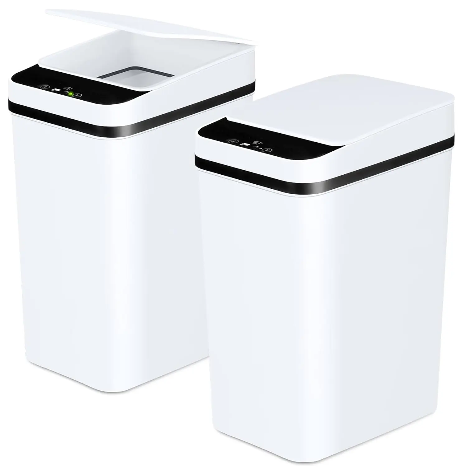 12L ABS Automatic Trash Bin, Touchless Motion Sensor Smart Garbage Can，Small Motion Sensor Smart Trash Can, Slim Waterproof Trash Bin for Bedroom, Bathroom, Office, Living Room, White Garbage Automatic，Summer Vibes