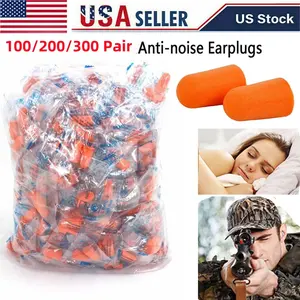 200pcs Ear Plugs Lot Bulk soft Orange foam sleep travel noise shooting earplugs