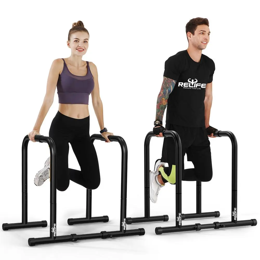RELIFE SPORTS Heavy-Duty Portable Dip Station - Stabilized Push Up Parallette Parallel Bar, Home/Outdoor Calisthenics Workout Exercise Equipment, Dip Pull-Up Bars