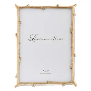 Lawrence Frames 712557 5x7 Gold Metal Natural Branch Design Picture Frame