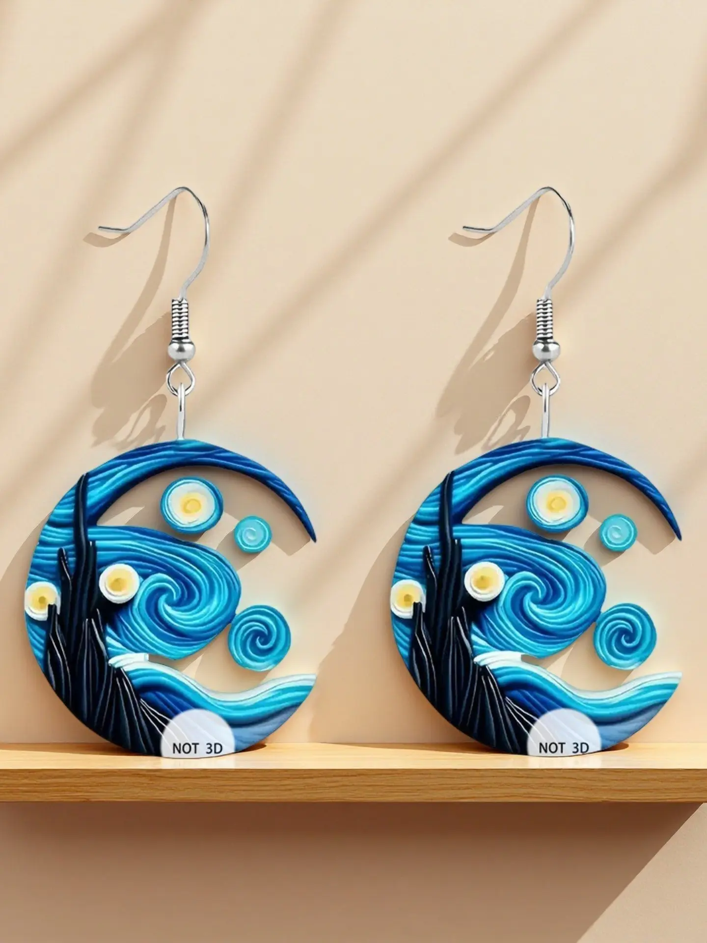 1 Pair of Van Gogh Starry Night Acrylic Dangling Earrings - Women's Fashionable and Versatile Accessories - Birthday | Valentine's Day | Mother's Day | Special Occasion Gifts