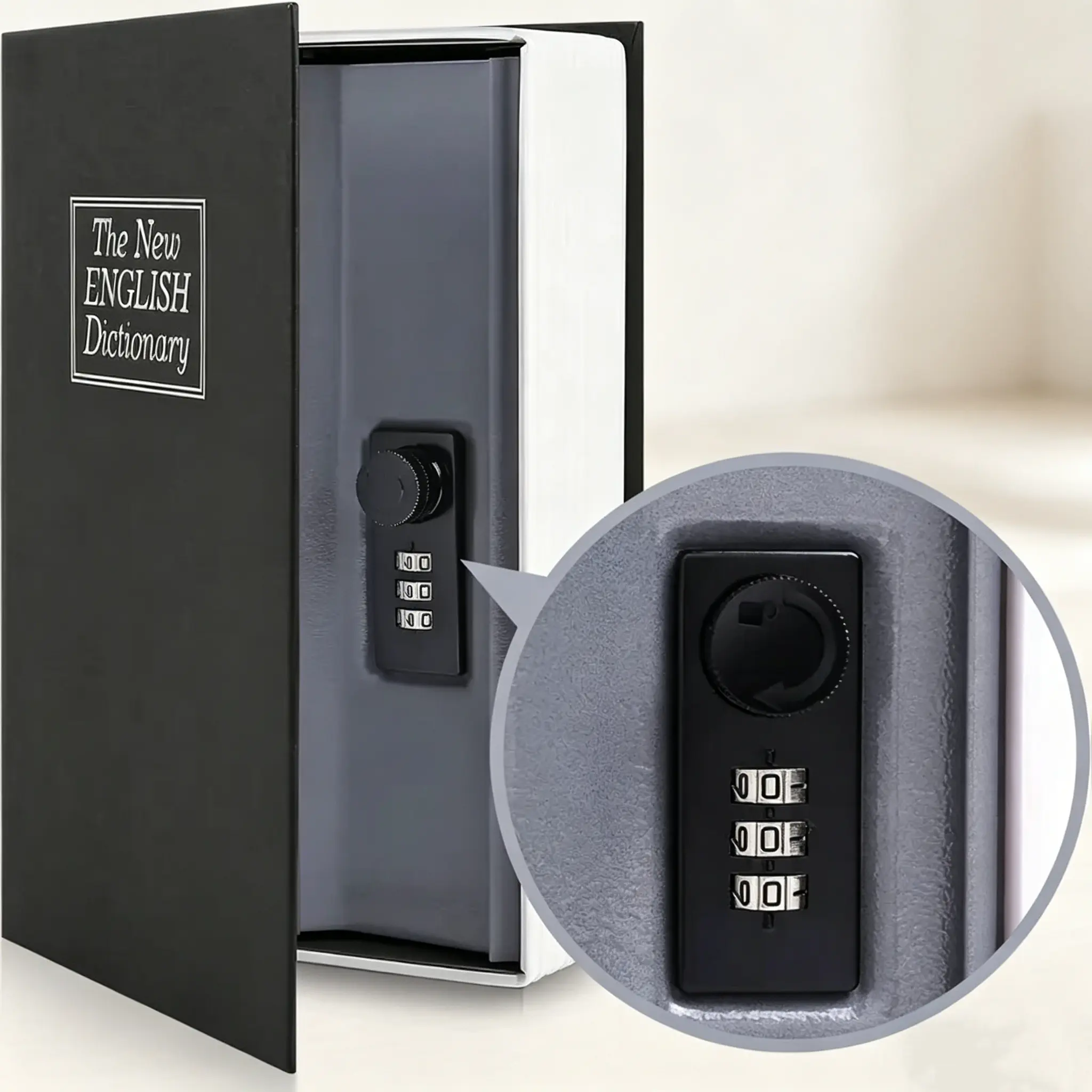 Hidden Book Safe Dictionary Secret Storage Box with Combination Lock for Cash Jewelry Valuables Home Office Money Box Vault Safe Box Safe Deposit Box Decor Metal Lightweight Safety Ornaments fathersdaygift Travel Portable Safe