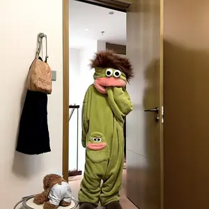 Thick, warm, one-piece abstract coral fleece pajamas with a large mouth design.Plush, abstract, fun pajamas in a vintage flannel style.Hand wash only.