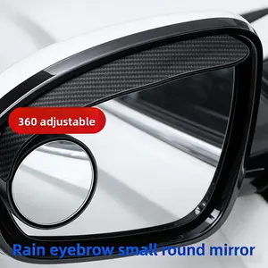 Small Round Rearview Mirror Rain Eyebrow Car Backup Blind Spot Auxiliary Mirror, Anti-Rain Reflective Cover Ultra-Clear Lens, Blind Spot Mirrors