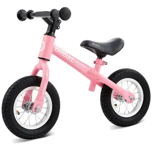 Bobike Toddler Balance Bike with Inflatable Rubber Tires, Kids Push Balance Bike Toys for 18 Month to 4 Year Old Boys Grils Adjustable Seat and Handlebar No-Pedal Training Bike Best Gifts