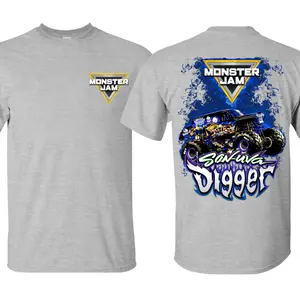 Monster Jam Son-uva Digger Graphic T-shirt, Vintage Style Monster Truck Tee for Men and Boys, Streetwear Motorsport Apparel, White Soft Cotton Unisex Fan Shirt Graphic