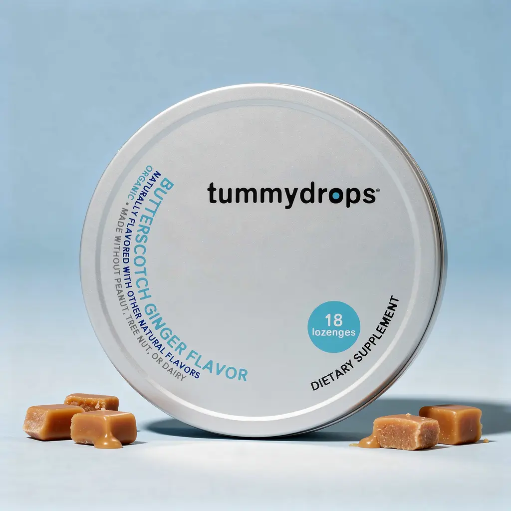 Tummydrops Organic, Gluten-Free Butterscotch Ginger Wellness Supplement - 18 Count