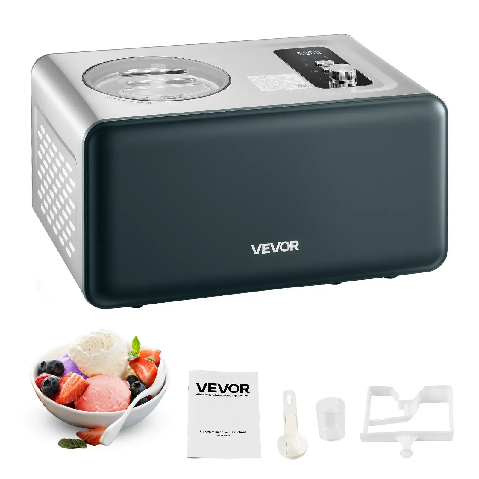 【Summerfinds】VEVOR Automatic Ice Cream Maker with Built-in Compressor,1.5 Quart No Pre-freezing Gelato MakerElectric Sorbet-Maker3 Modes Compressor Ice Cream Machine for Home Kitchen