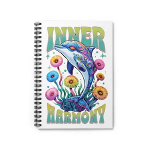 Inner Harmony Dolphin Spiral Notebook | Colorful Journal, Gift for Ocean Lovers, Art Supplies, Inspirational Stationery, Self-Care Diary