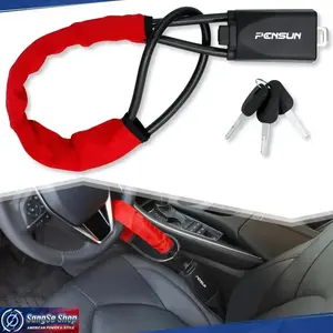 17-Inch Car Steering Wheel and Seatbelt Lock 2026 Trend Universal Anti-Theft Security Device Compact Heavy Duty Vehicle Safety Lock for Cars SUVs Trucks Portable Easy Install Auto Protection Accessory for Parking Travel and Daily Use