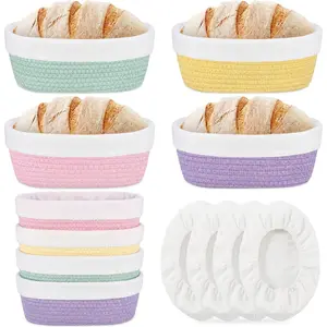 4 count  Rope Banneton Bread Proofing Basket Set Oval Banneton Basket 10 Inch Sourdough Bread with Liners Covers for Baking Supplies