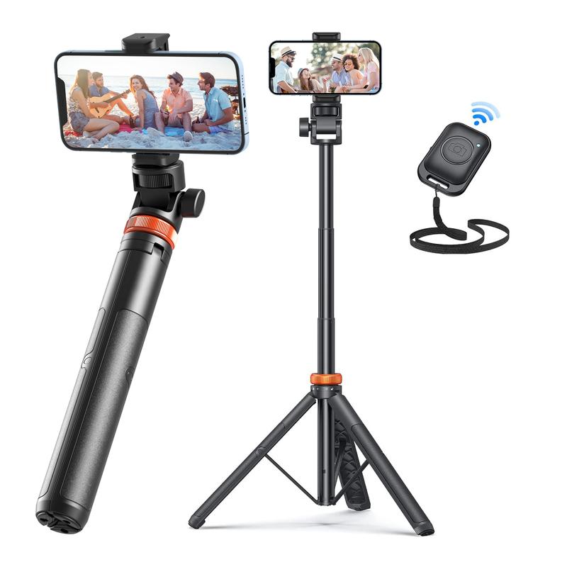 61-Inch Professional Selfie Stick Tripod with Remote Control Enhanced Stabilized Stand Compatible for iPhone Android Portable Travel Design