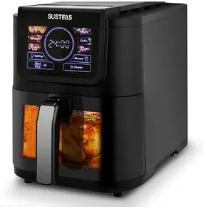 SUSTEAS Air Fryer 5-Quart, One-Touch Digital Control, 400°F High Heat, Non-Stick, 8 Preset Modes, French Fries, Chicken, Meat, Fish, Black