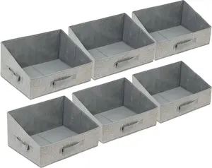 6-Pack Closet Storage Bins for Shelves: This set includes trapezoid-shaped storage bins designed for closet organization. Perfect for storing clothes, toys, towels, books, and baby clothing, these shelf baskets help keep your space tidy and organized.