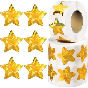 1500 PCS Holographic Gold Star Stickers for Kids Reward, Self Adhesive Sparkly Foil Star Stickers for Behavior Chart, Student Planner and School Classroom Teacher Supplies (1" Each)