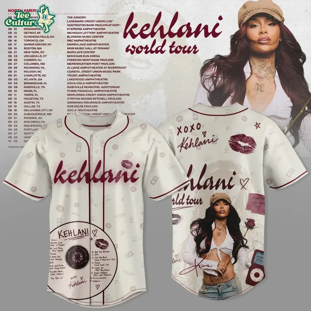 Limited Edition Kehlani World Tour 2026 White Baseball Jersey - Exclusive Concert Merch