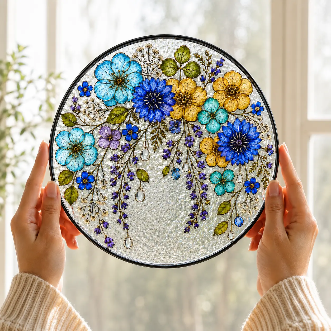 Forget Me Not Glass Suncatcher, Memorial Window Decor With Optional Gold Stand, Sympathy Gift For Baby Loss