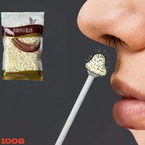 100g Beeswax Wax + 5 Nose Hair Removal Sticks, Wax Beads, Quick & Easy Beauty Tool for Women, Essential for Smooth Skin Care Routine