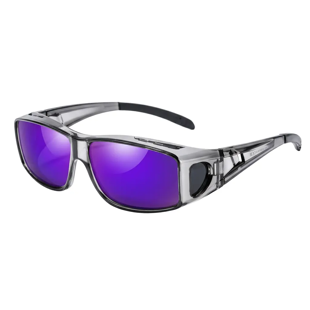 tansparent gray frame purple lenses