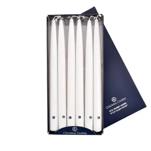 Colonial Candle - 12" Handipt Taper Candles - White (12 Pack)
