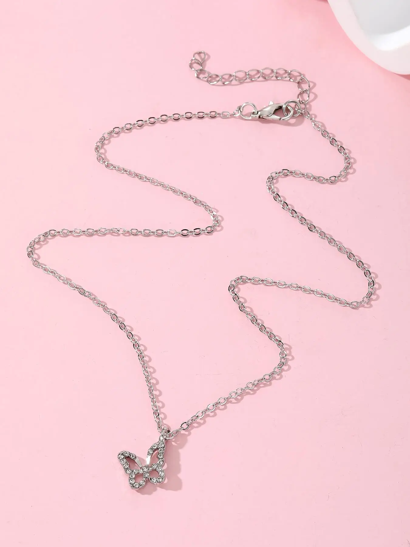 Women's Rhinestones Butterfly Decor Charm Necklace, Trendy Matching Pendants Necklace, Iced Out Jewelry, Women Accessories As Gifts for Her